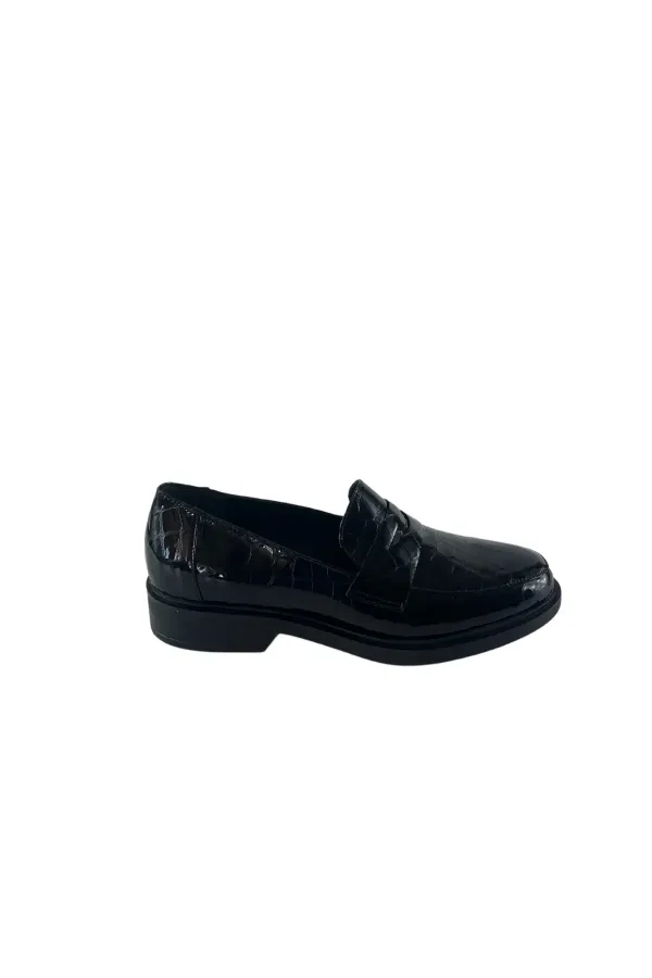 0021 Siyah Kroko Kadın Loafer Ayakkabı 0021 Siyah Kroko Kadın Loafer Ayakkabı