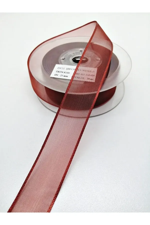Bordo Şifon Kurdele 2,5 Cm 20 Metre