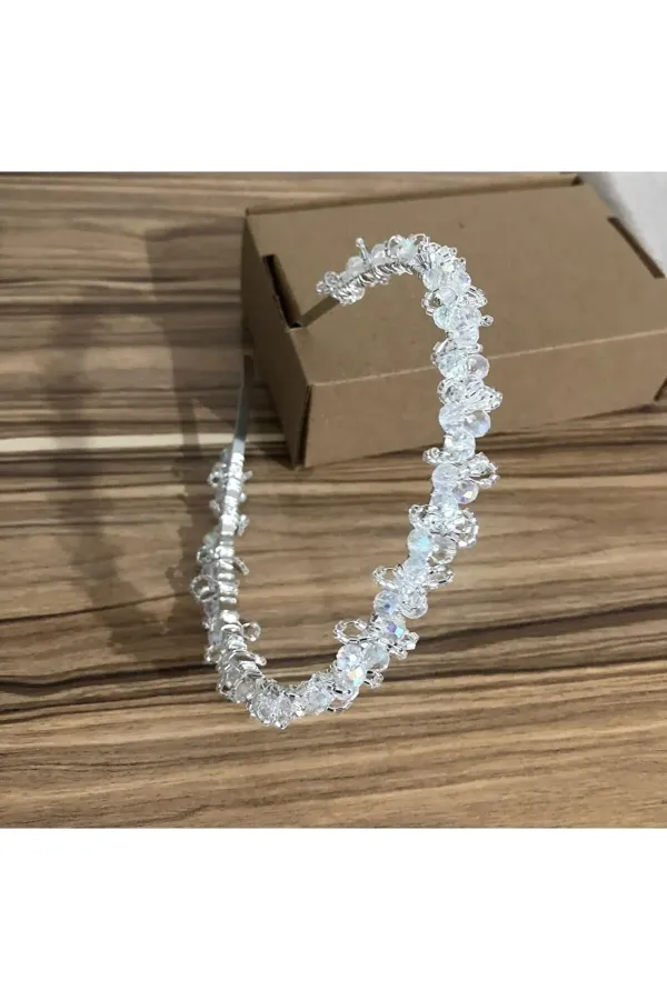Kristal Boncuk Gelin Tacı, Kına Tacı, Saç Aksesuarı