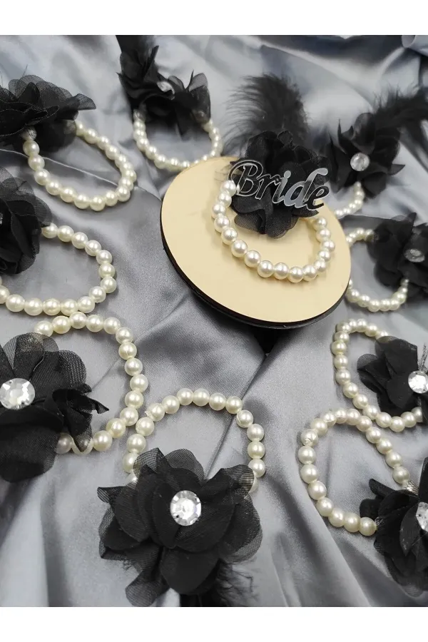 Inci Detaylı Lüx Nedime Bileklik 1 Bride + 9 Nedime Bileklik Set Inci Detaylı Lüx Nedime Bileklik 1 Bride + 9 Nedime Bileklik Set
