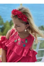 Yeni Trend Çiçekli Incili Taç Kına Nedime Hediye Tacı Kırmızı