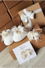 Anne Bebek Tüylü Fiyonk Lohusa Taç Terlik Seti Anne Bebek Tüylü Fiyonk Lohusa Taç Terlik Seti