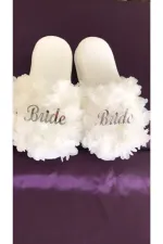 Kadın Beyaz Bride Terlik , Bride Gelin Terliği