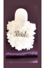 Kadın Beyaz Bride Taç Terlik