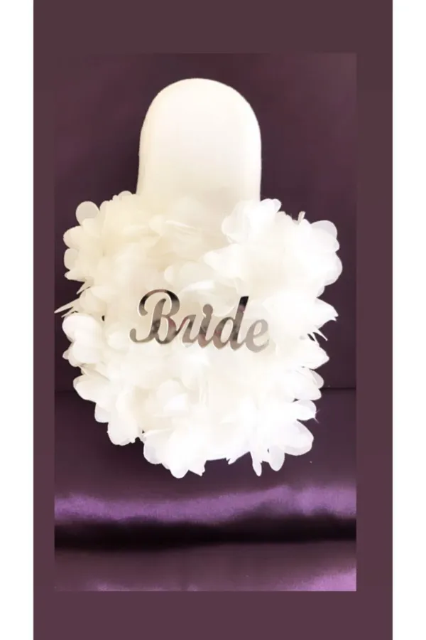 Kadın Beyaz Bride Taç Terlik